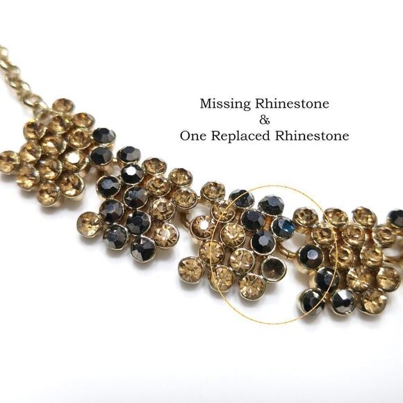 Monet Black & Topaz Rhinestone Gold Tone Necklace, 19 Inches - Picture 8 of 11